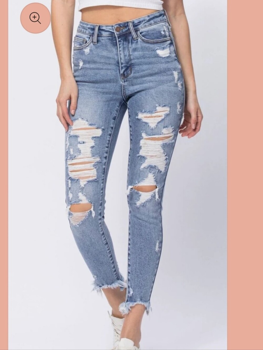 Judy Blue Size 11 High-Rise Distressed Skinny Jeans Stretchy